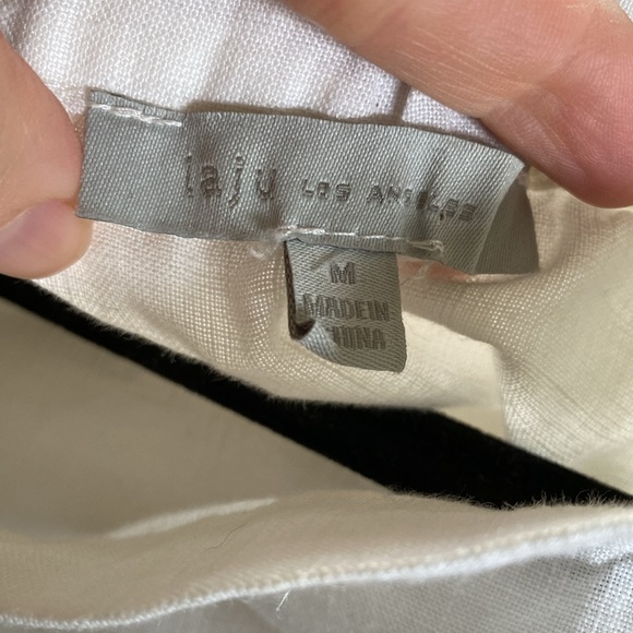 Cute Women’s Laju White Flowy 100% Linen Off the Shoulder Blouse Top Sz M - Picture 4 of 5